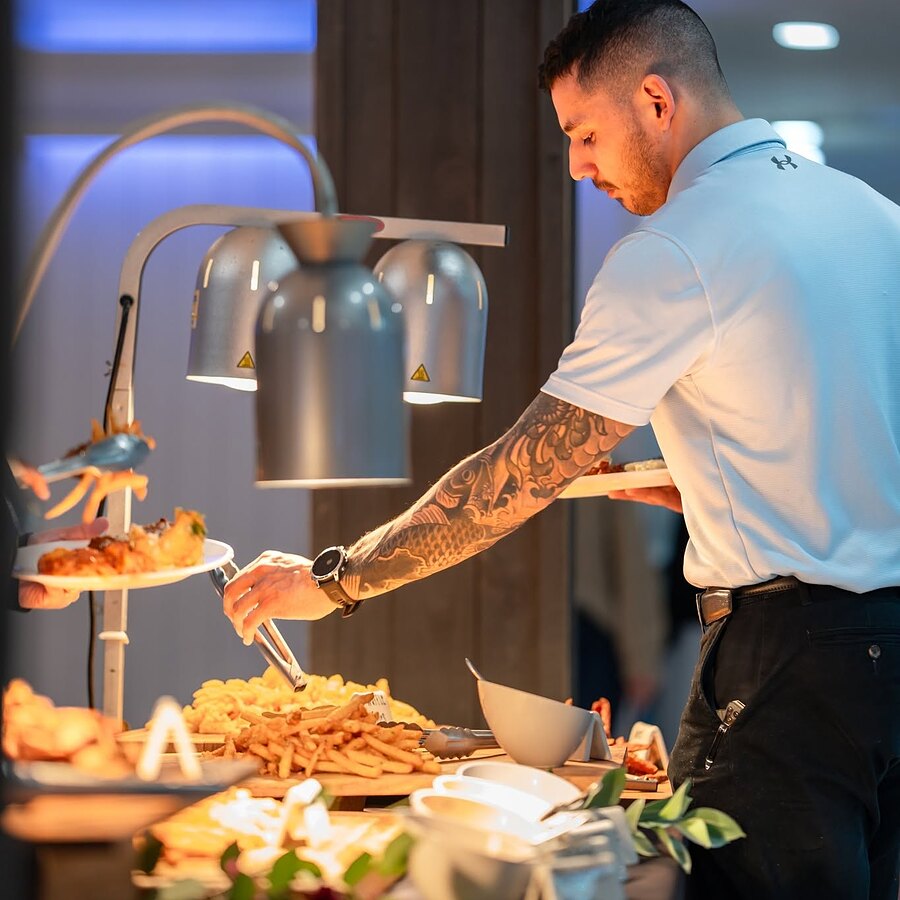 Chef serving at the carving station