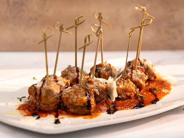 Plated meatball appetizers, Chef's Event Center near Rochester, NY