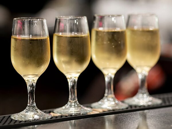 Champagne poured at the bar, Chef's Event Center near Rochester, NY