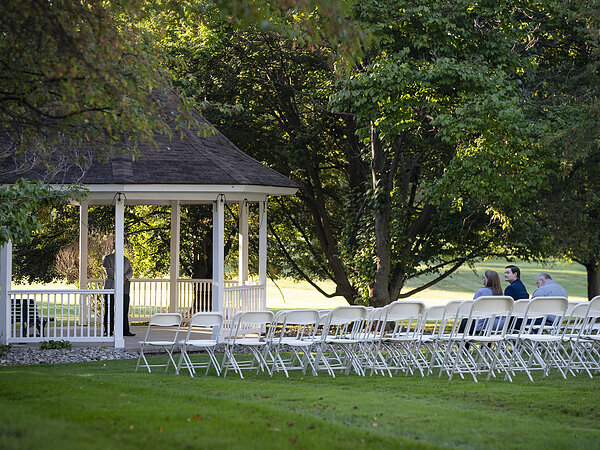 Ceremony chairs set at the gazebo, Chef's Event Center near Rochester, NY