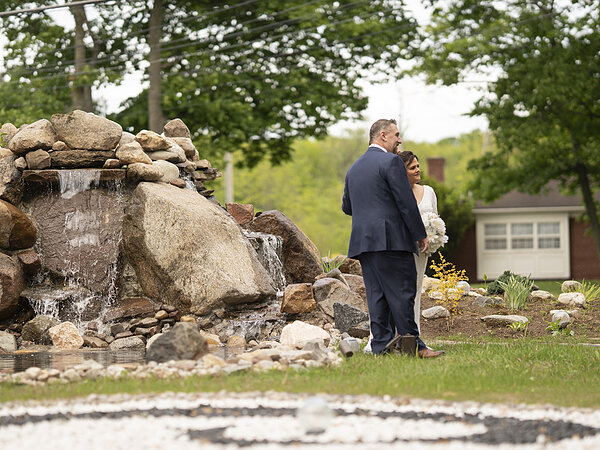 The new stone waterfall, Chef's Event Center near Rochester, NY